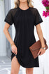Contrast Lace Raglan Sleeve Pleated Detail Shift Dress